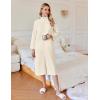 imageEkouaer Waffle Robes for Women Long Zipper Bathrobes Lightweight House Coat Soft Sleepwear with Pockets Loungewear SXXLBeige