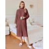 imageEkouaer Waffle Robes for Women Long Zipper Bathrobes Lightweight House Coat Soft Sleepwear with Pockets Loungewear SXXLCaramel