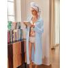 imageEkouaer Waffle Robes for Women Long Zipper Bathrobes Lightweight House Coat Soft Sleepwear with Pockets Loungewear SXXLClear Blue