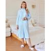 imageEkouaer Waffle Robes for Women Long Zipper Bathrobes Lightweight House Coat Soft Sleepwear with Pockets Loungewear SXXLClear Blue