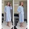 imageEkouaer Waffle Robes for Women Long Zipper Bathrobes Lightweight House Coat Soft Sleepwear with Pockets Loungewear SXXLClear Blue