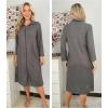 imageEkouaer Waffle Robes for Women Long Zipper Bathrobes Lightweight House Coat Soft Sleepwear with Pockets Loungewear SXXLDeep Gray