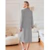 imageEkouaer Waffle Robes for Women Long Zipper Bathrobes Lightweight House Coat Soft Sleepwear with Pockets Loungewear SXXLLight Gray