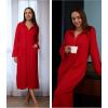 imageEkouaer Waffle Robes for Women Long Zipper Bathrobes Lightweight House Coat Soft Sleepwear with Pockets Loungewear SXXLRed