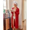 imageEkouaer Waffle Robes for Women Long Zipper Bathrobes Lightweight House Coat Soft Sleepwear with Pockets Loungewear SXXLRed