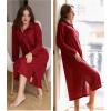 imageEkouaer Waffle Robes for Women Long Zipper Bathrobes Lightweight House Coat Soft Sleepwear with Pockets Loungewear SXXLWine Red