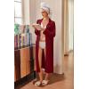 imageEkouaer Waffle Robes for Women Long Zipper Bathrobes Lightweight House Coat Soft Sleepwear with Pockets Loungewear SXXLWine Red