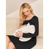 imageEkouaer Women Maternity Nightgown Labor Delivery Nursing Gown Hospital Breastfeeding Dress Button Down Long Sleeve SleepwearBlack