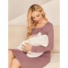 imageEkouaer Women Maternity Nightgown Labor Delivery Nursing Gown Hospital Breastfeeding Dress Button Down Long Sleeve SleepwearDusty Pink