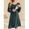 imageEkouaer Women Maternity Nightgown Labor Delivery Nursing Gown Hospital Breastfeeding Dress Button Down Long Sleeve SleepwearLake Green