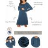 imageEkouaer Women Maternity Nightgown Labor Delivery Nursing Gown Hospital Breastfeeding Dress Button Down Long Sleeve SleepwearNavy