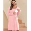 imageEkouaer Women Maternity Nightgown Labor Delivery Nursing Gown Hospital Breastfeeding Dress Button Down Long Sleeve SleepwearPink