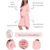 imageEkouaer Women Maternity Nightgown Labor Delivery Nursing Gown Hospital Breastfeeding Dress Button Down Long Sleeve SleepwearPink