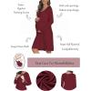 imageEkouaer Women Maternity Nightgown Labor Delivery Nursing Gown Hospital Breastfeeding Dress Button Down Long Sleeve SleepwearWine Red