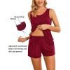imageEkouaer Women Maternity Nursing Pajama Set Breastfeeding Double Layer Tank Top ampamp Shorts with Pockets Pregnancy PJSBwine Red