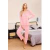 imageEkouaer Womens 2 Pack Pajamas Set Long Sleeve Pajamas Top and Pants V Neck Pjs Sets Soft Sleepwear Loungewear SXXLPink Stripes  Blue Polka Dots