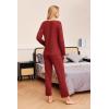 imageEkouaer Womens 2 Pack Pajamas Set Long Sleeve Pajamas Top and Pants V Neck Pjs Sets Soft Sleepwear Loungewear SXXLWine Red  Dark Gray