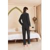 imageEkouaer Womens Fleece Pajama Sets Long Sleeve Button Down Twopiece Sleepwear Soft Lounge SetBlack