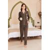 imageEkouaer Womens Fleece Pajama Sets Long Sleeve Button Down Twopiece Sleepwear Soft Lounge SetBrown