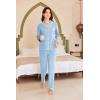 imageEkouaer Womens Fleece Pajama Sets Long Sleeve Button Down Twopiece Sleepwear Soft Lounge SetLight Blue