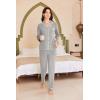 imageEkouaer Womens Fleece Pajama Sets Long Sleeve Button Down Twopiece Sleepwear Soft Lounge SetLight Gray