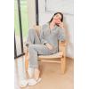 imageEkouaer Womens Fleece Pajama Sets Long Sleeve Button Down Twopiece Sleepwear Soft Lounge SetLight Gray