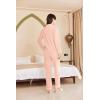 imageEkouaer Womens Fleece Pajama Sets Long Sleeve Button Down Twopiece Sleepwear Soft Lounge SetLight Pink