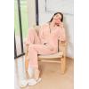 imageEkouaer Womens Fleece Pajama Sets Long Sleeve Button Down Twopiece Sleepwear Soft Lounge SetLight Pink