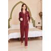 imageEkouaer Womens Fleece Pajama Sets Long Sleeve Button Down Twopiece Sleepwear Soft Lounge SetMaroon Red