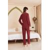 imageEkouaer Womens Fleece Pajama Sets Long Sleeve Button Down Twopiece Sleepwear Soft Lounge SetMaroon Red