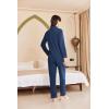 imageEkouaer Womens Fleece Pajama Sets Long Sleeve Button Down Twopiece Sleepwear Soft Lounge SetNavy Blue