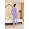 imageEkouaer Womens Fleece Pajama Sets Long Sleeve Button Down Twopiece Sleepwear Soft Lounge SetPurple