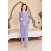 imageEkouaer Womens Fleece Pajama Sets Long Sleeve Button Down Twopiece Sleepwear Soft Lounge SetPurple