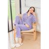 imageEkouaer Womens Fleece Pajama Sets Long Sleeve Button Down Twopiece Sleepwear Soft Lounge SetPurple