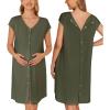 imageEkouaer LaborDeliveryHospital Gown Nursing Nightgown Maternity Sleepwear With Pockets Postpartum Gowns with Button SXXLArmy Green