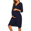 imageEkouaer Maternity Robe Nursing Robes for Hospital Labor Delivery V Neck Pregnancy Bathrobe Womens Postpartum NightgownNavy