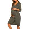 imageEkouaer Maternity Robe Nursing Robes for Hospital Labor Delivery V Neck Pregnancy Bathrobe Womens Postpartum NightgownOlive Green