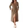 imageEkouaer Robes for Women Long Light Weight Knit Bathrobe Soft Sleepwear Ladies Loungewear Kimono Spa Robe SXXLBrown