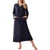 imageEkouaer Waffle Robes for Women Long Zipper Bathrobes Lightweight House Coat Soft Sleepwear with Pockets Loungewear SXXLNavy Blue