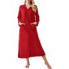 imageEkouaer Waffle Robes for Women Long Zipper Bathrobes Lightweight House Coat Soft Sleepwear with Pockets Loungewear SXXLRed