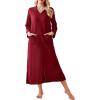 imageEkouaer Waffle Robes for Women Long Zipper Bathrobes Lightweight House Coat Soft Sleepwear with Pockets Loungewear SXXLWine Red