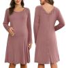 imageEkouaer Women Maternity Nightgown Labor Delivery Nursing Gown Hospital Breastfeeding Dress Button Down Long Sleeve SleepwearDusty Pink