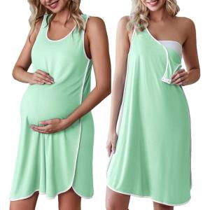 imageEkouaer Labor and Delivery Gown for Hospital 3 in 1 Nursing Dress Sleeveless Maternity Snap Button Breastfeeding NightgownIce Green