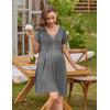 imageEkouaer Labor and Delivery Gown Nursing Nightgown Maternity Nightgowns for Hospital Short Breastfeeding Nightgown SXXLMidgrey