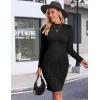 imageEkouaer Maternity Dress Mock Turtleneck Pregnancy Dress Rib Knit Stretchy Bodycon Baby Shower DressBlack