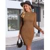 imageEkouaer Maternity Dress Mock Turtleneck Pregnancy Dress Rib Knit Stretchy Bodycon Baby Shower DressBrown