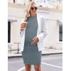 imageEkouaer Maternity Dress Mock Turtleneck Pregnancy Dress Rib Knit Stretchy Bodycon Baby Shower DressDark Blue