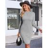 imageEkouaer Maternity Dress Mock Turtleneck Pregnancy Dress Rib Knit Stretchy Bodycon Baby Shower DressGrey