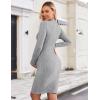 imageEkouaer Maternity Dress Mock Turtleneck Pregnancy Dress Rib Knit Stretchy Bodycon Baby Shower DressGrey