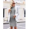 imageEkouaer Maternity Dress Mock Turtleneck Pregnancy Dress Rib Knit Stretchy Bodycon Baby Shower DressGrey